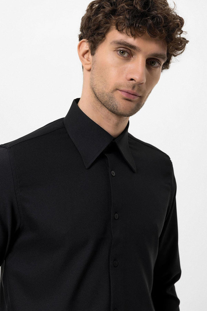 ANT Slim Fit Men's Long Sleeve Wide Collar Shirt - Pflugerville