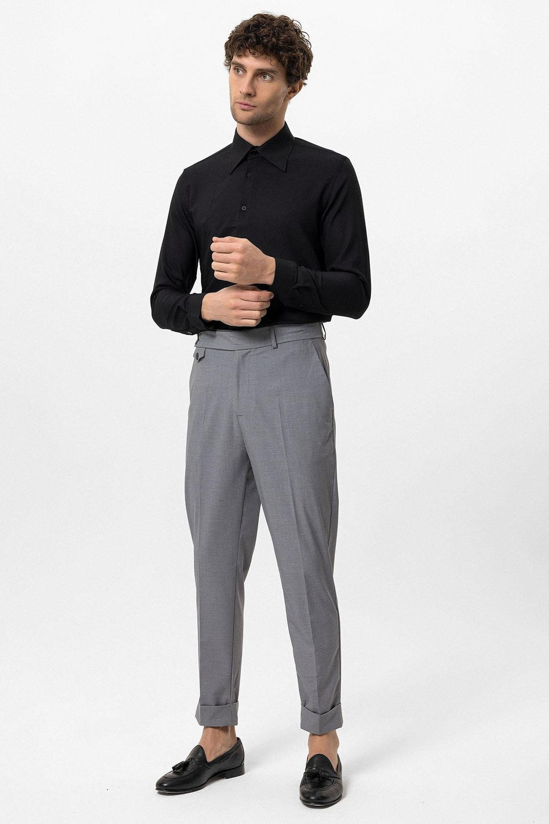 ANT Slim Fit Men's Long Sleeve Wide Collar Shirt - Pflugerville