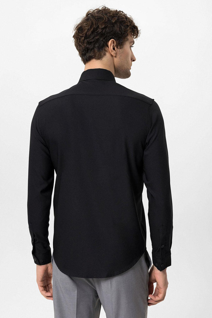 ANT Slim Fit Men's Long Sleeve Wide Collar Shirt - Pflugerville