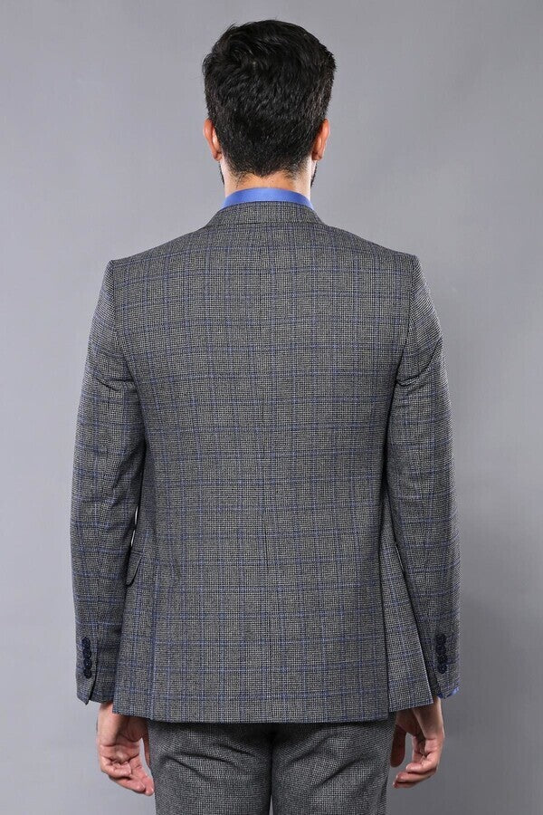 WSS Plaid Slim-Fit Black 3 Piece Suit  - Échirolles
