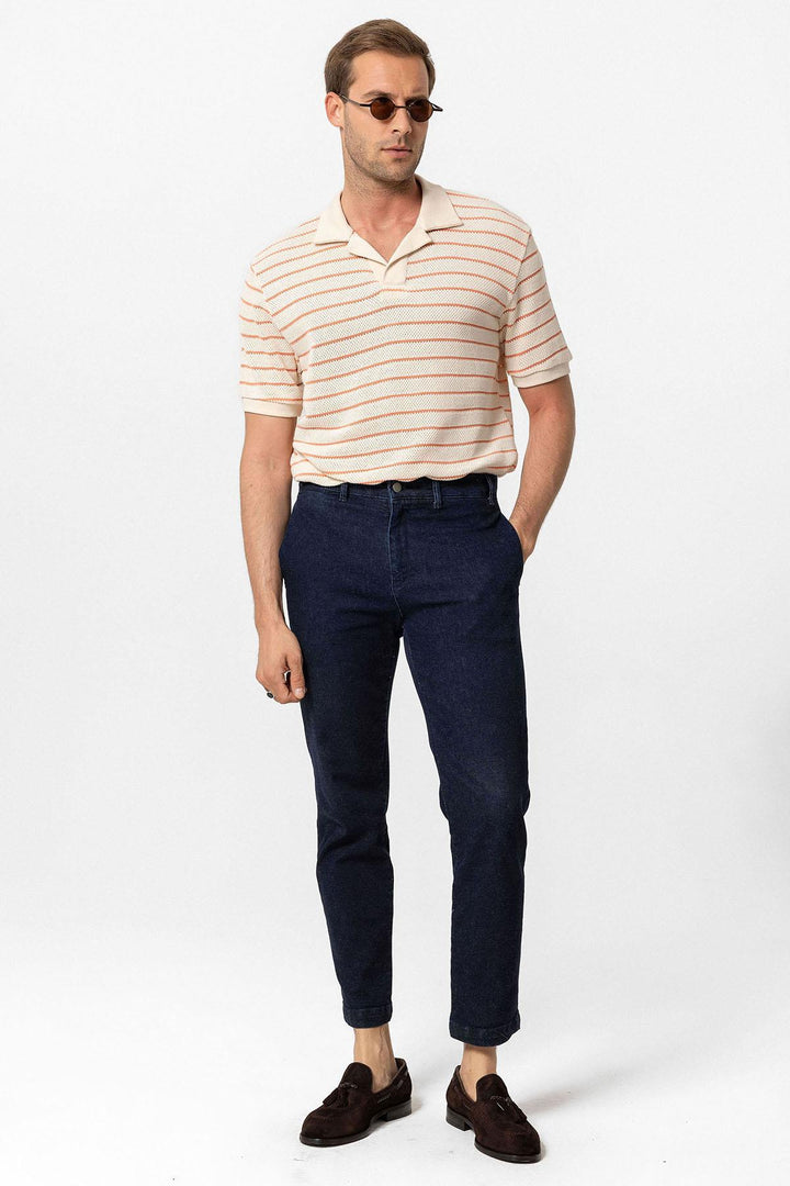 ANT Antioch Salmon Crew Neck Striped Knit Men's T-Shirt - Cambridge