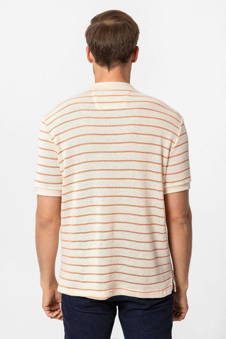 ANT Antioch Salmon Crew Neck Striped Knit Men's T-Shirt - Cambridge