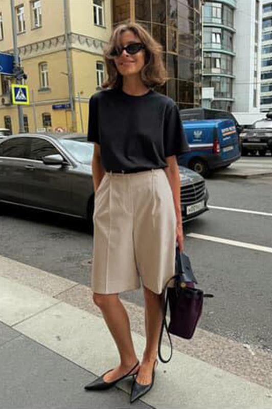 MDX Beige Pile Bermuda Shorts for Women Mg2483 - Panevėžys