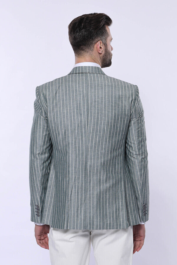 WSS Striped Green Men Suit  - Cottage Grove