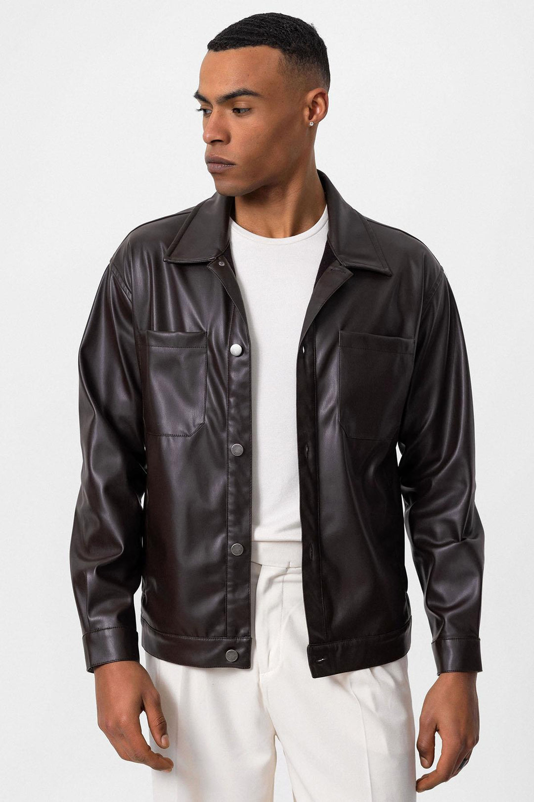 ANT Faux Leather Men's Thin Coat - Cedar Park