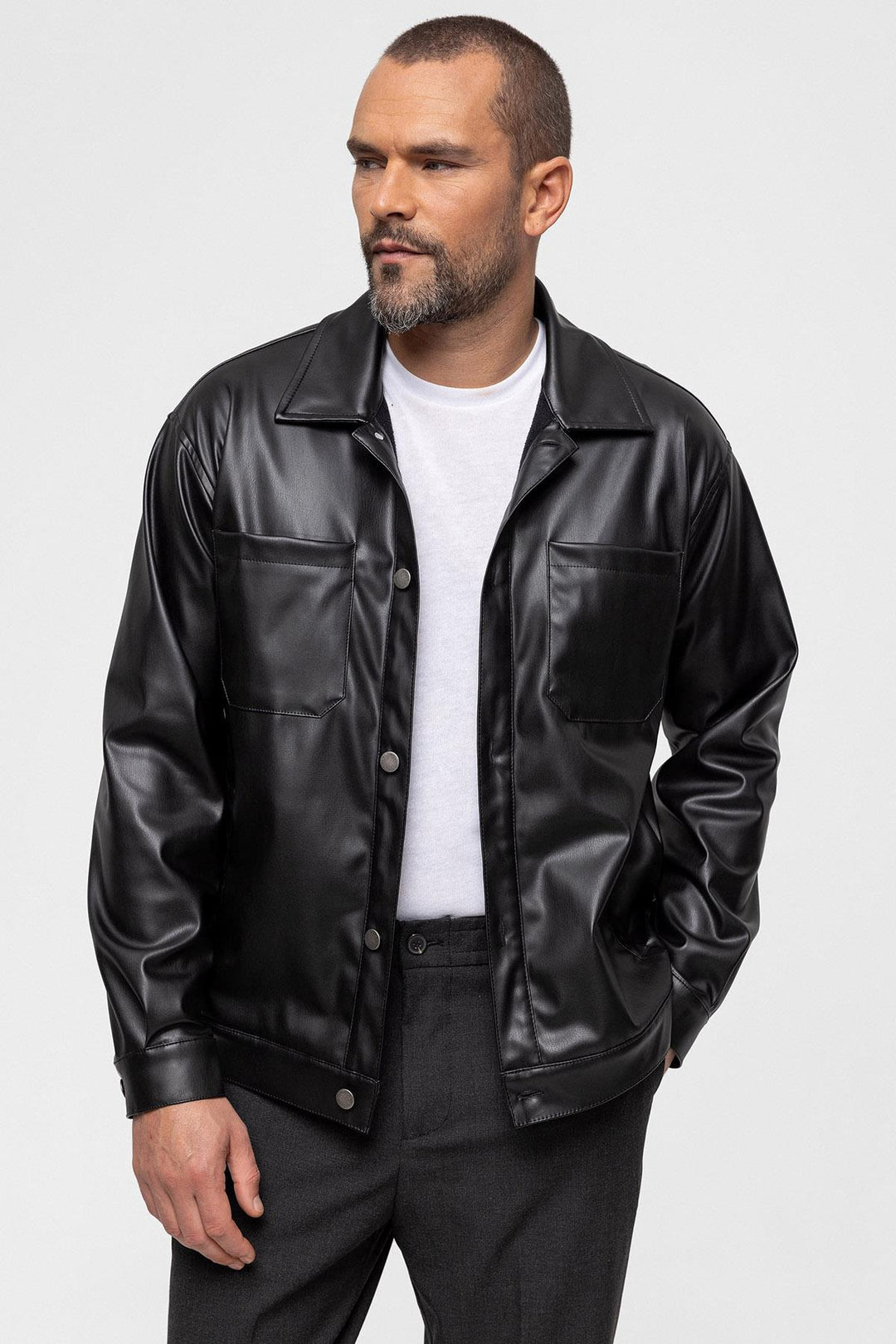 ANT Faux Leather Men's Thin Coat - Saanich