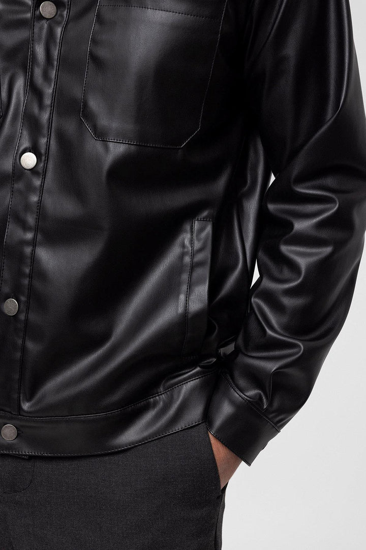 ANT Faux Leather Men's Thin Coat - Saanich