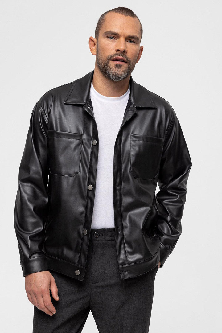 ANT Faux Leather Men's Thin Coat - Saanich