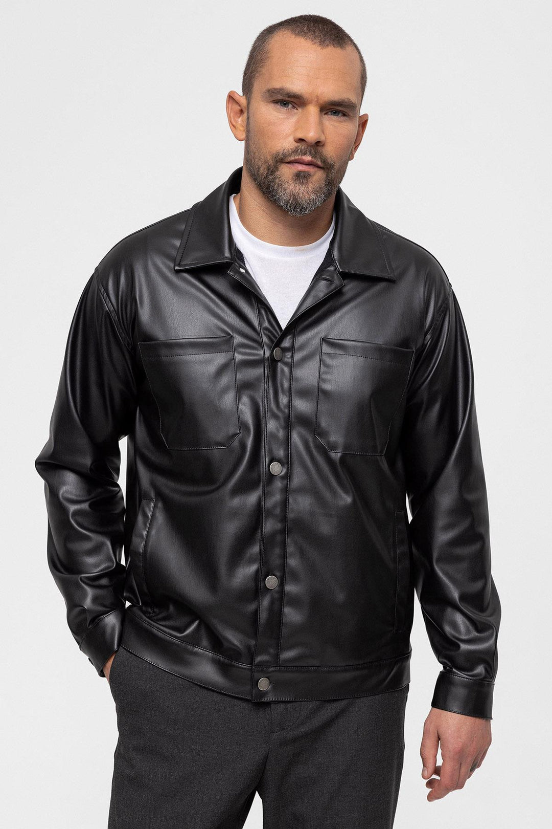 ANT Faux Leather Men's Thin Coat - Saanich