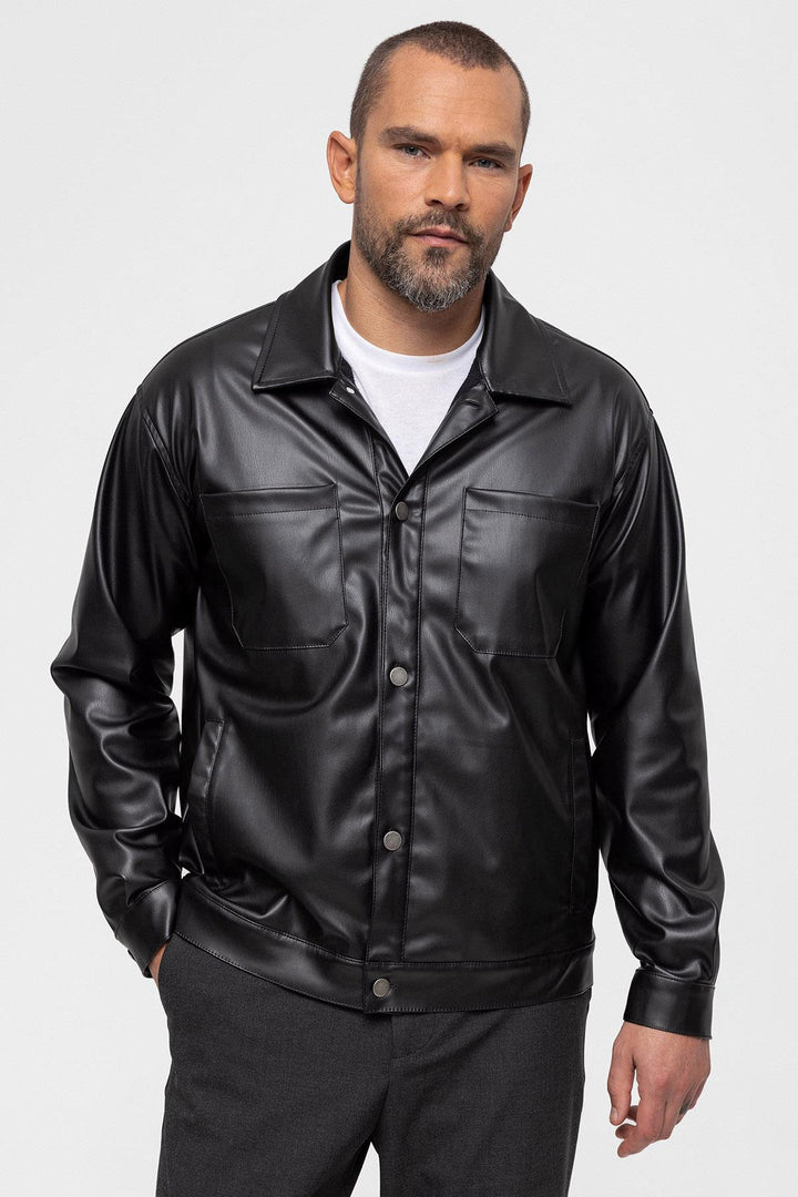 ANT Faux Leather Men's Thin Coat - Saanich