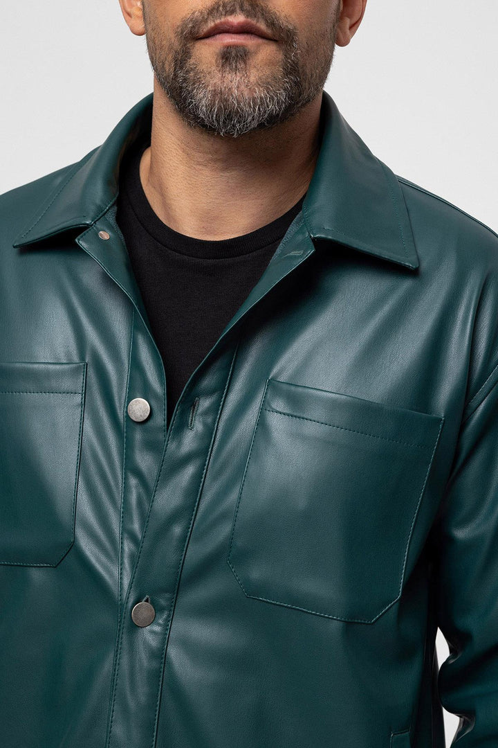 ANT Faux Leather Men's Thin Coat - Glyfáda