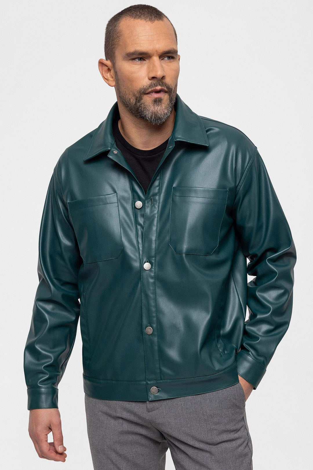ANT Faux Leather Men's Thin Coat - Glyfáda