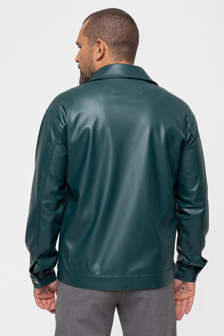 ANT Faux Leather Men's Thin Coat - Glyfáda