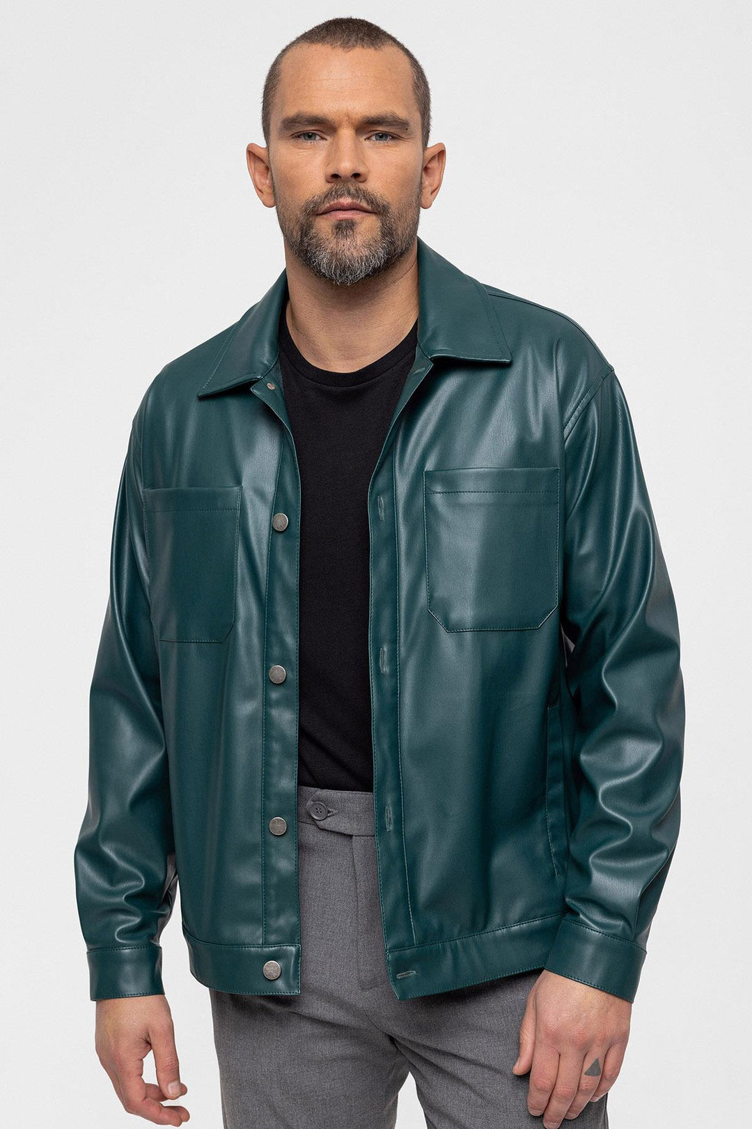 ANT Faux Leather Men's Thin Coat - Glyfáda