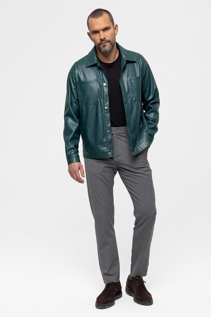 ANT Faux Leather Men's Thin Coat - Glyfáda