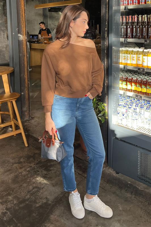 MDX Brown Boat Neck Women's Sweatshirt MG2208 - Palaiseau