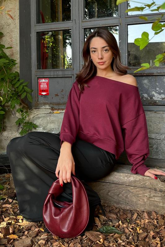 MDX Burgundy Boat Neck Women's Sweatshirt MG2208 - Bangor