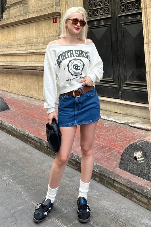 MDX White Boat Neck Printed Women's Sweatshirt MG2205 - Ocoee