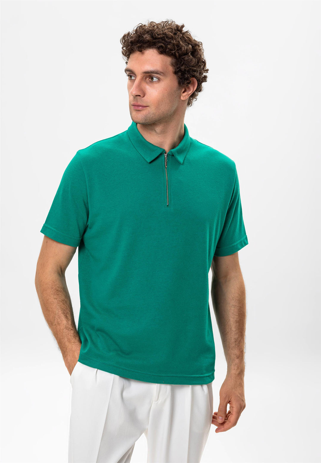 ANT Polo Neck Zippered Men's T-Shirt - Raleigh