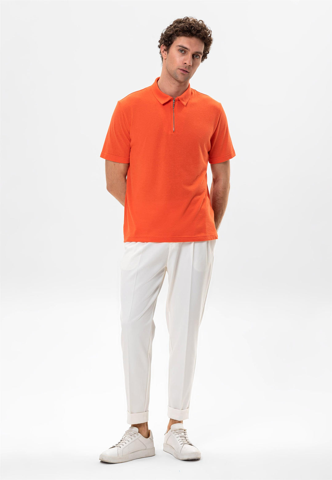 ANT Polo Neck Zippered Men's T-Shirt - West Orange