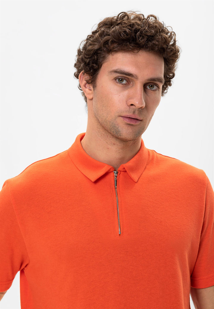 ANT Polo Neck Zippered Men's T-Shirt - West Orange