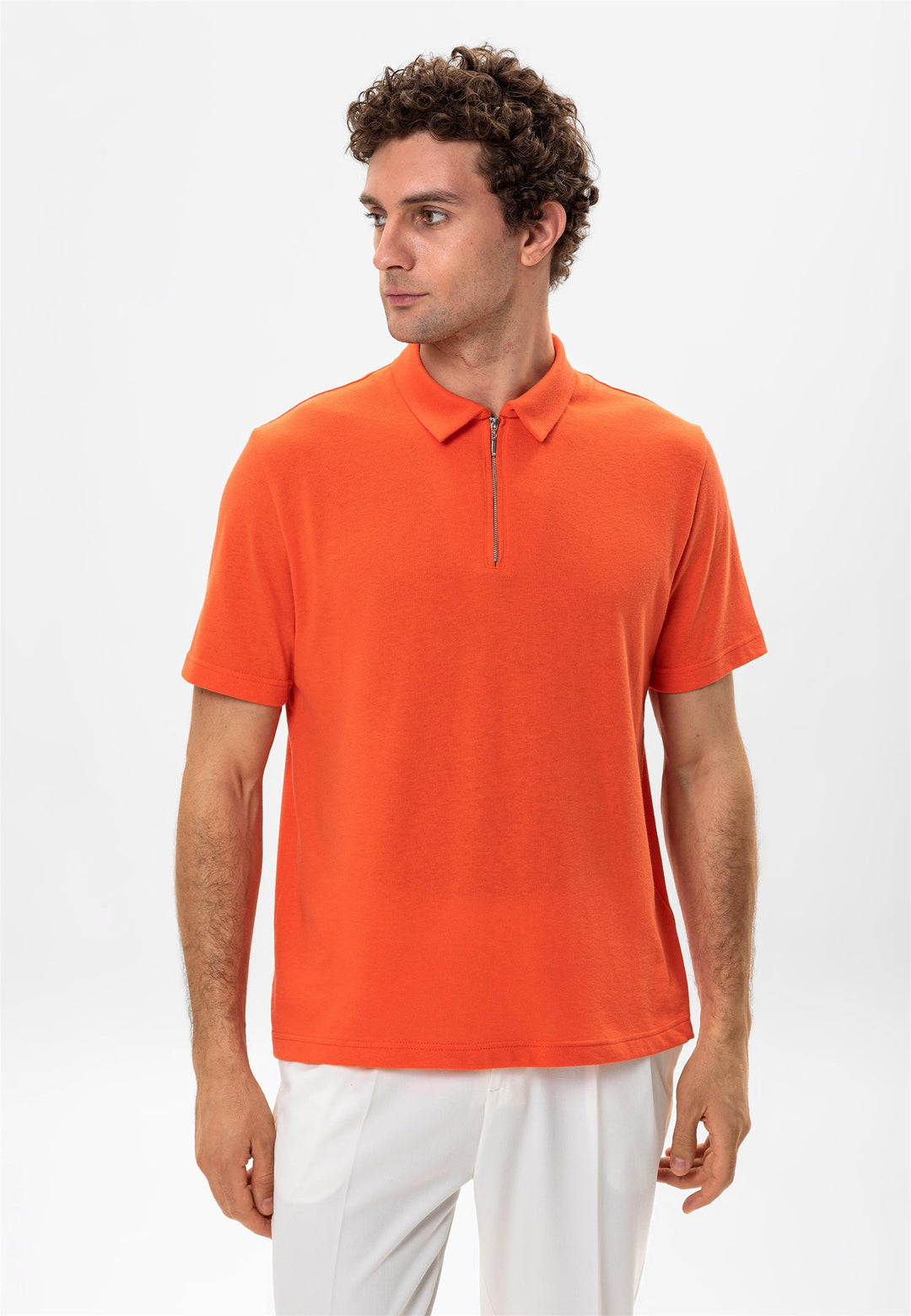 ANT Polo Neck Zippered Men's T-Shirt - West Orange