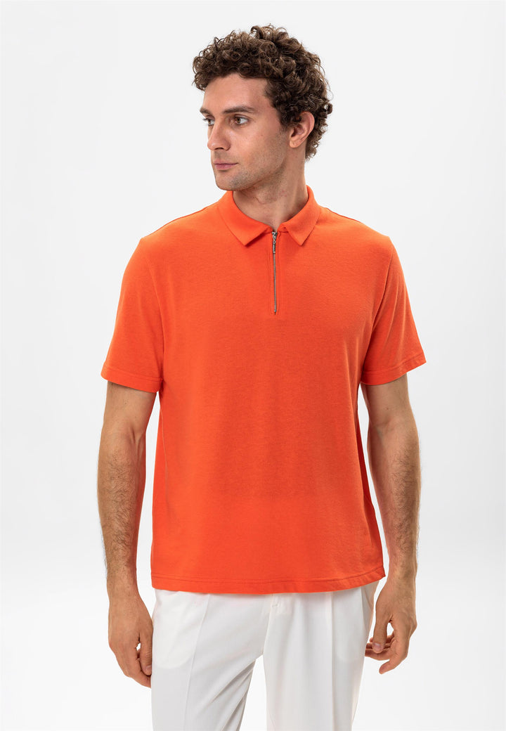 ANT Polo Neck Zippered Men's T-Shirt - West Orange