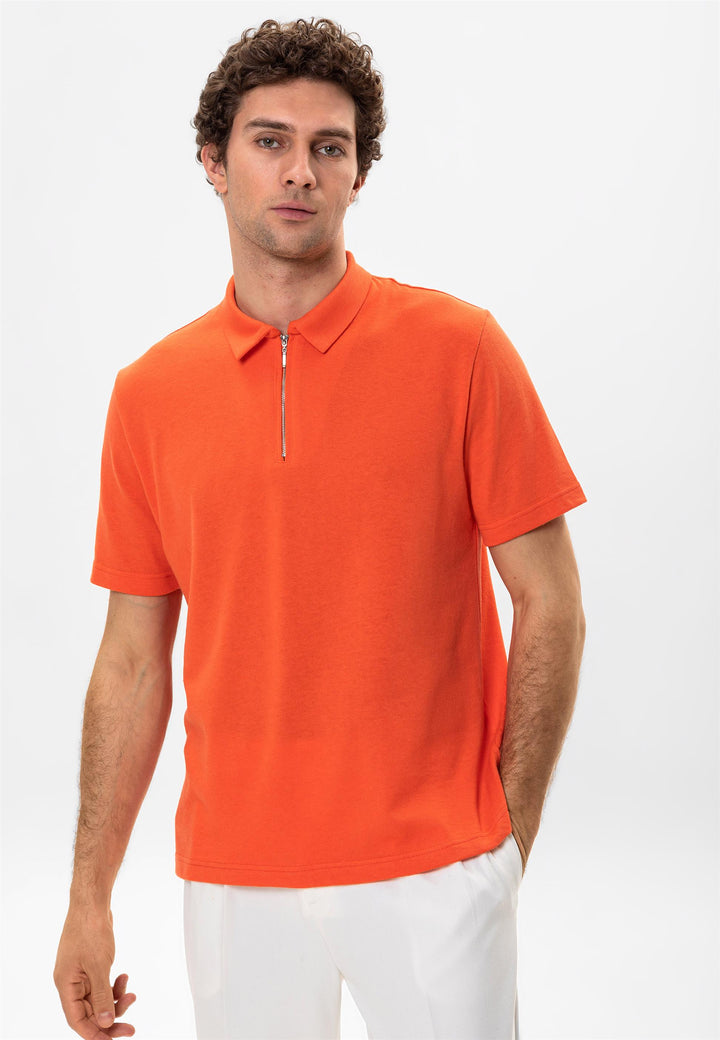 ANT Polo Neck Zippered Men's T-Shirt - West Orange