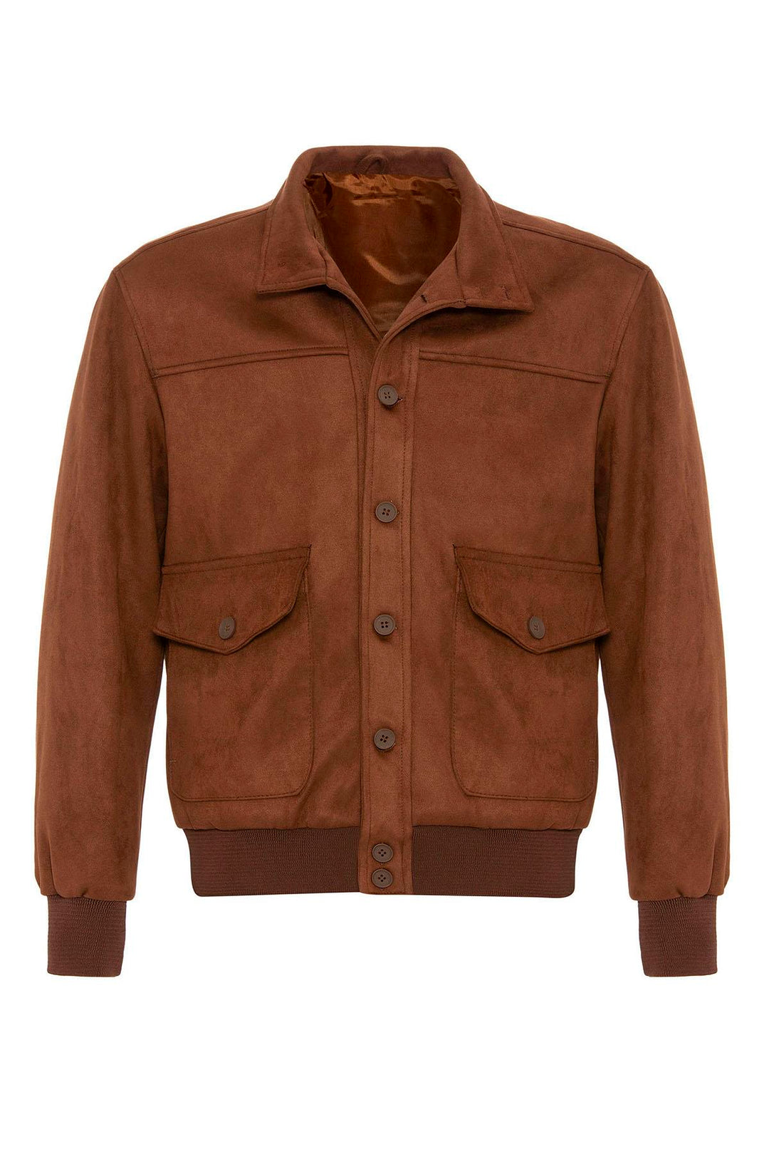 ANT Stand Collar Suede Men's Coat with Waist Elastic - Orizaba