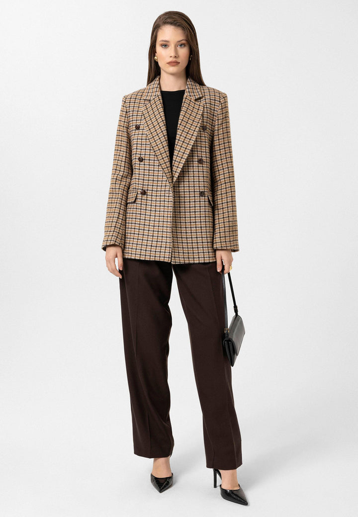 ANT Antioch Taba Women's Houndstooth Patterned Blazer Jacket - Breda