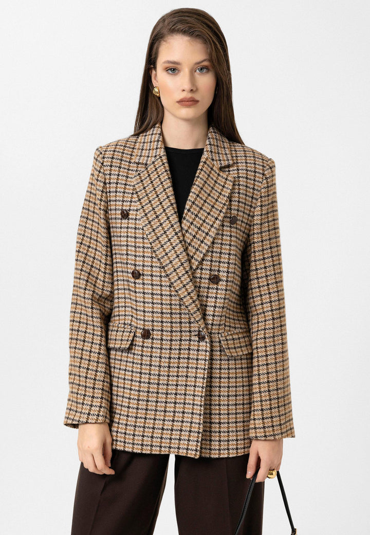 ANT Antioch Taba Women's Houndstooth Patterned Blazer Jacket - Breda