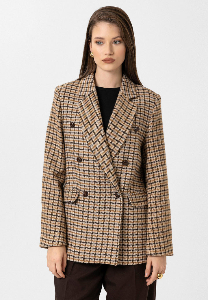 ANT Antioch Taba Women's Houndstooth Patterned Blazer Jacket - Breda