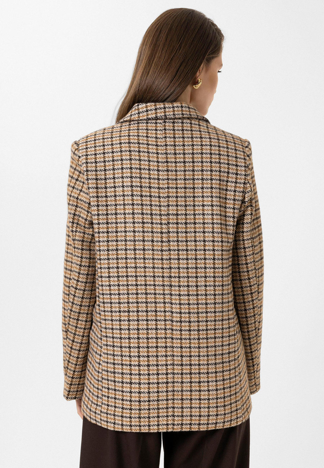 ANT Antioch Taba Women's Houndstooth Patterned Blazer Jacket - Breda