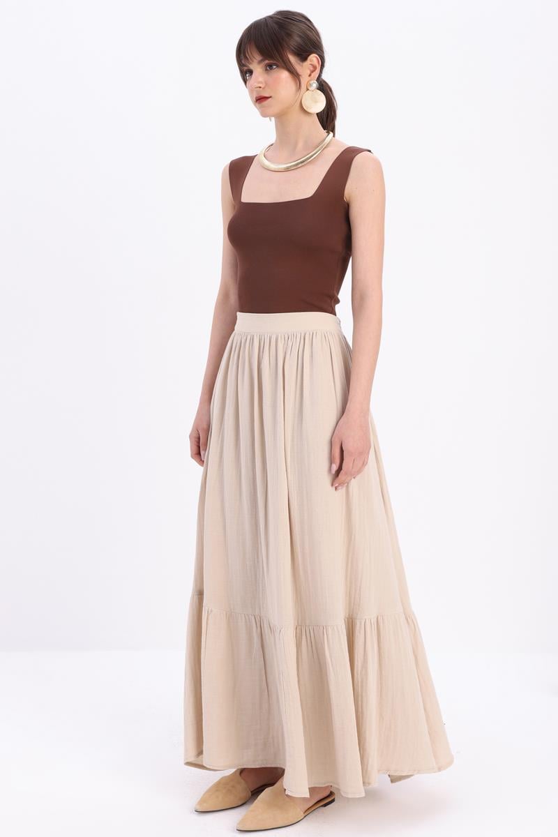 TLD Women Allday Stone Washed00% Cotton Flared Skirt - Newbury