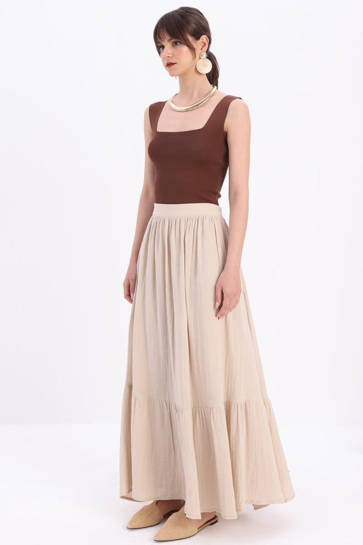 TLD Women Allday Stone Washed00% Cotton Flared Skirt - Newbury