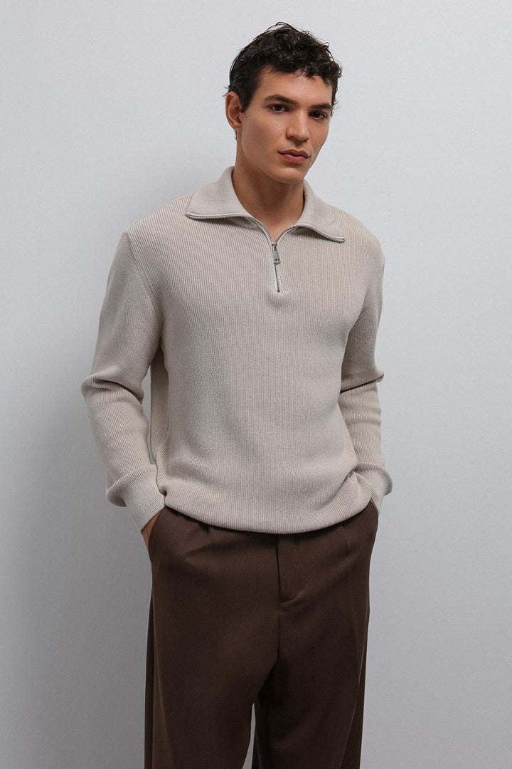 ANT Antioch Stone Zippered Knit Men's Sweater - Gandía