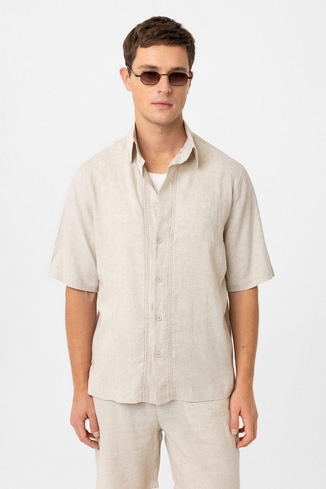ANT Antioch Stone Linen Blend Relaxed Fit Men's Shirt - Southaven