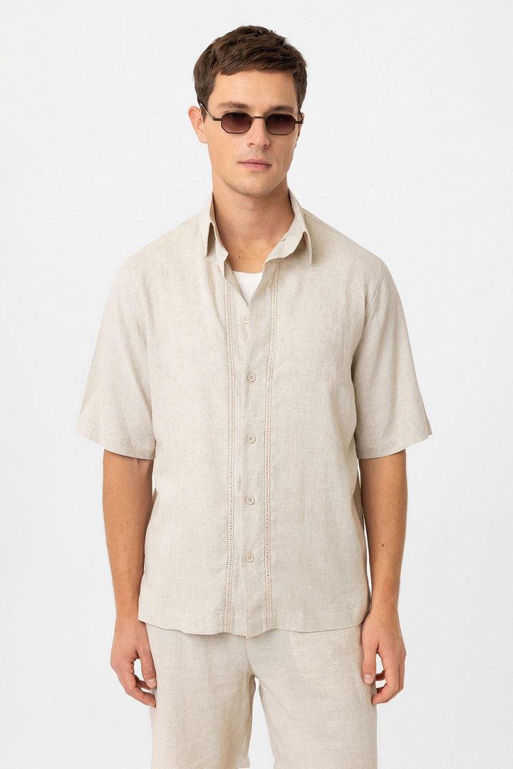 ANT Antioch Stone Linen Blend Relaxed Fit Men's Shirt - Southaven