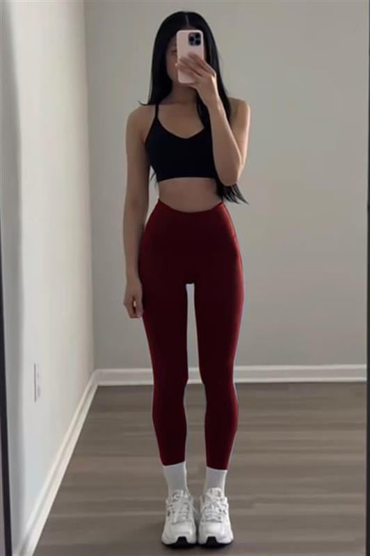 MDX Burgundy High Waist Women's Leggings MG2230 - Smila