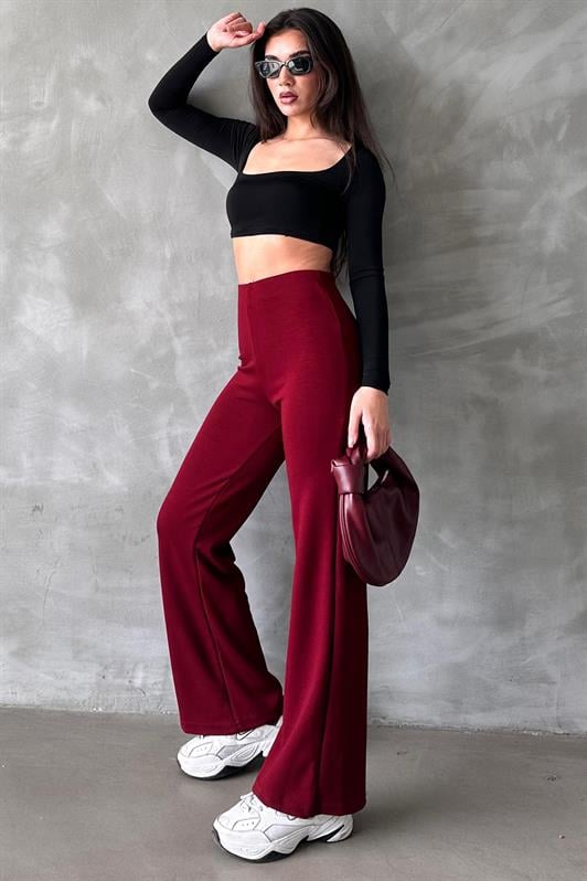 MDX Burgundy High Waisted Straight Leg Women's Leggings Pants Mg2288 - Tamuín