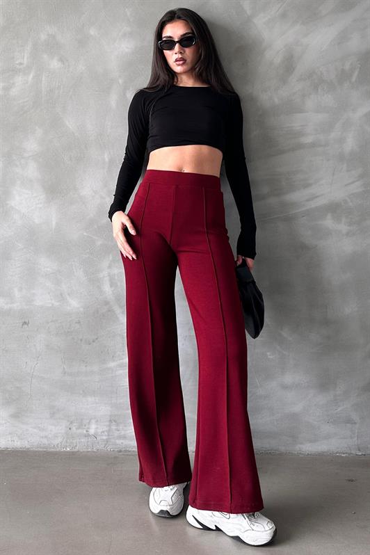 MDX Burgundy High Waisted Flared Women's Leggings Pants Mg2287 - Berwyn