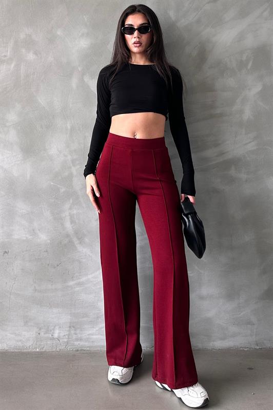MDX Burgundy High Waisted Flared Women's Leggings Pants Mg2287 - Berwyn