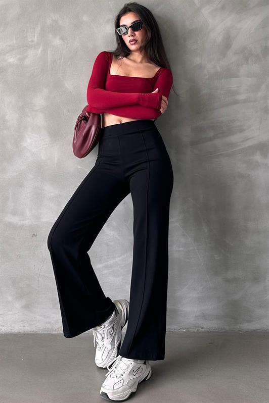 MDX Black High Waist Flared Women's Leggings Pants Mg2287 - Irún