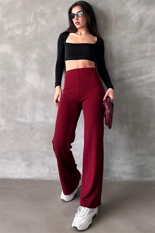 MDX Burgundy High Waisted Straight Leg Women's Leggings Pants Mg2288 - Tamuín