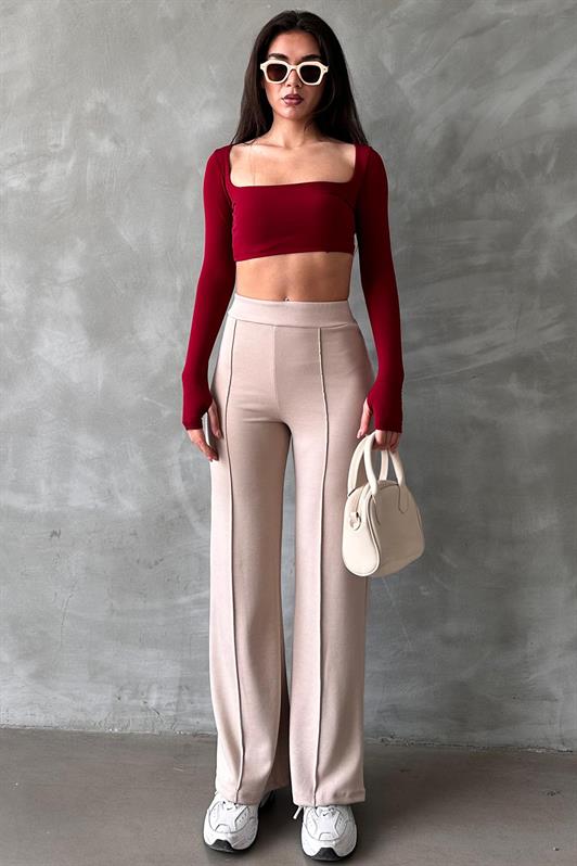 MDX Beige High Waist Flared Leg Women's Leggings Pants Mg2287 - East Lansing