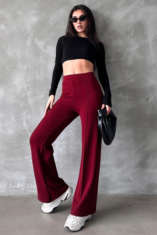 MDX Burgundy High Waisted Flared Women's Leggings Pants Mg2287 - Berwyn
