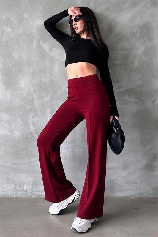 MDX Burgundy High Waisted Flared Women's Leggings Pants Mg2287 - Berwyn