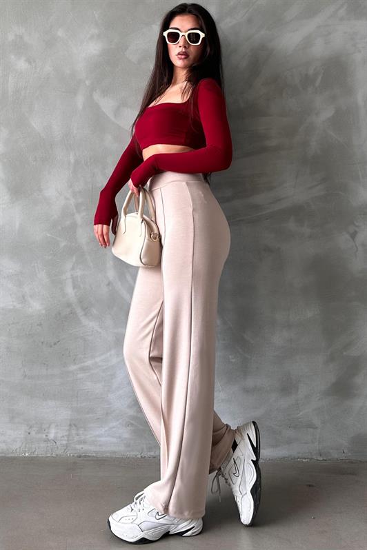 MDX Beige High Waist Flared Leg Women's Leggings Pants Mg2287 - East Lansing