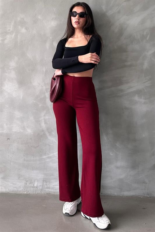 MDX Burgundy High Waisted Straight Leg Women's Leggings Pants Mg2288 - Tamuín