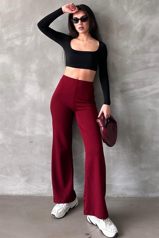 MDX Burgundy High Waisted Straight Leg Women's Leggings Pants Mg2288 - Tamuín